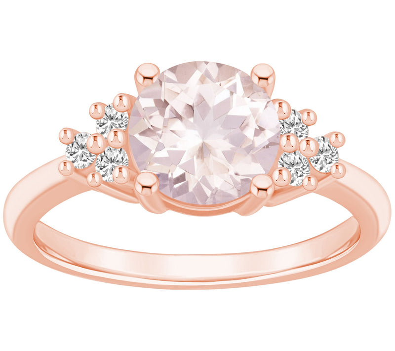 Affinity Gems Round Cut Morganite & Diamond Rin g, 14K Gold — Main view