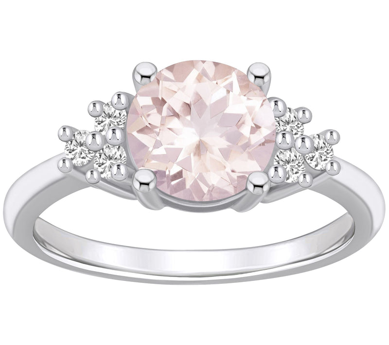 Affinity Gems Round Cut Morganite & Diamond Rin g, 14K Gold — View 5