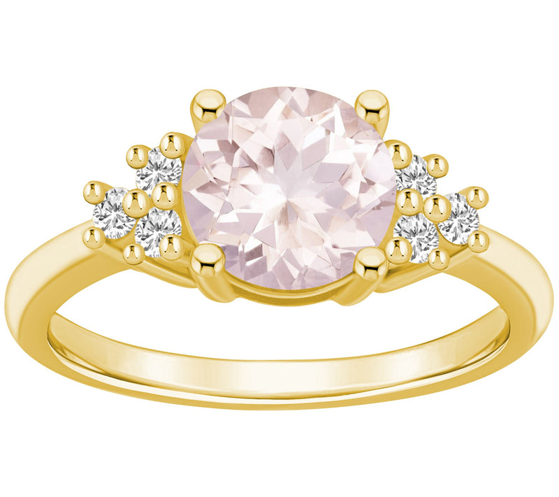 Affinity Gems Round Cut Morganite & Diamond Rin g, 14K Gold — View 7