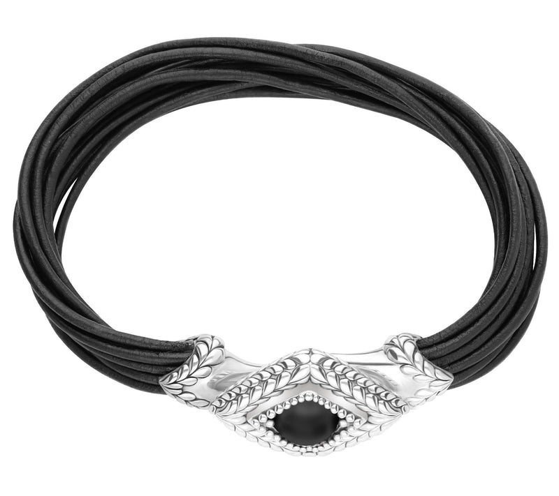 Tiffany Kay Studio Sterling Silver Onyx  Leather Bracelet — View 2