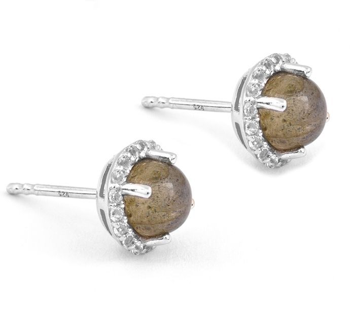 Affinity Gems Round Gemstone & White Topaz Earrings, Sterling — View 3