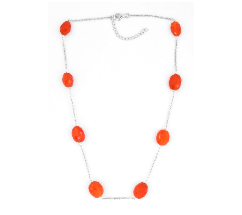 Sterling Silver Carnelian Beaded Station Necklace — Main view