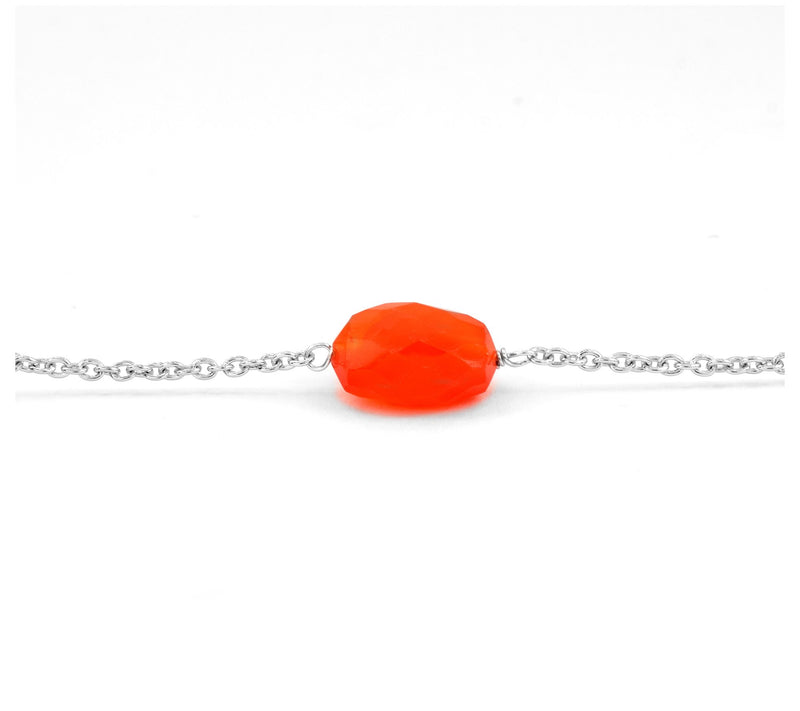 Sterling Silver Carnelian Beaded Station Necklace — View 5