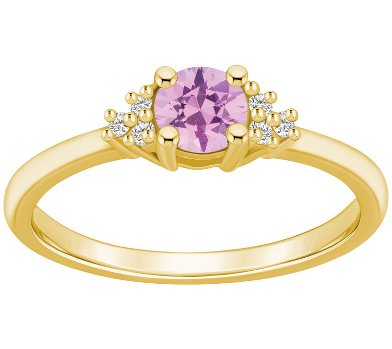 Affinity Gems Round Gemstone & Diamond Ring, 14Gold — View 5