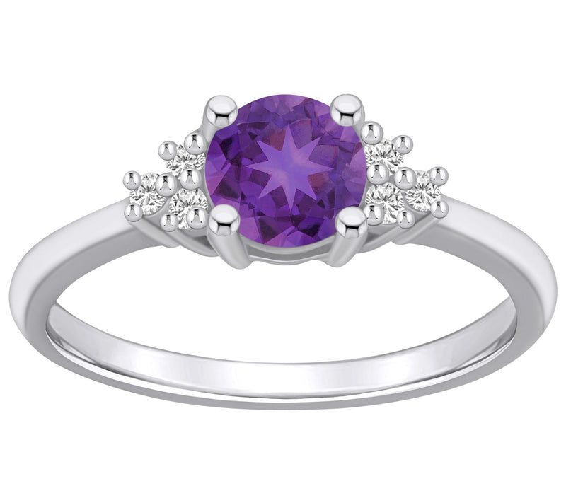 Affinity Gems Round Gemstone & Diamond Ring, 14K White Gold — View 7