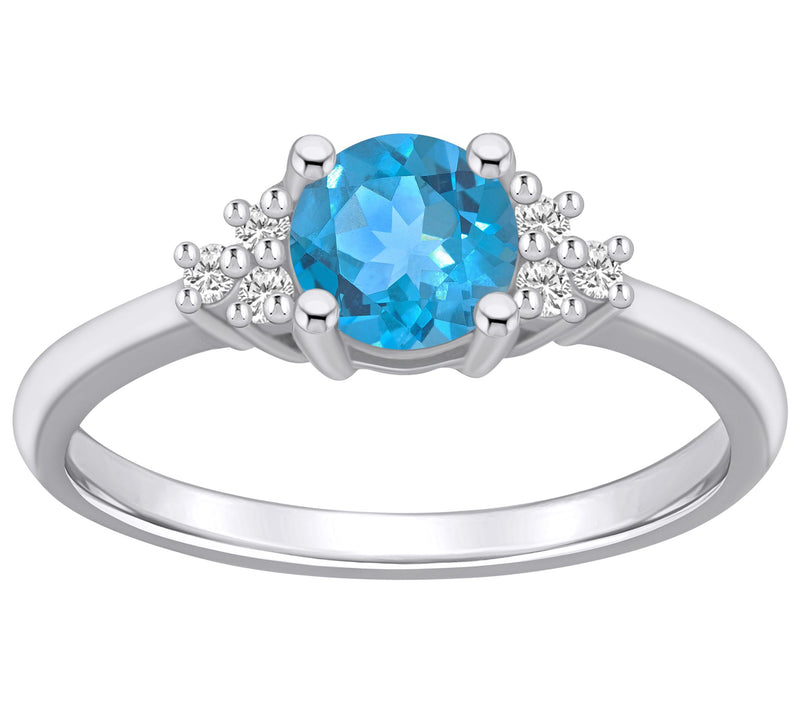 Affinity Gems Round Gemstone & Diamond Ring, 14K White Gold — View 5