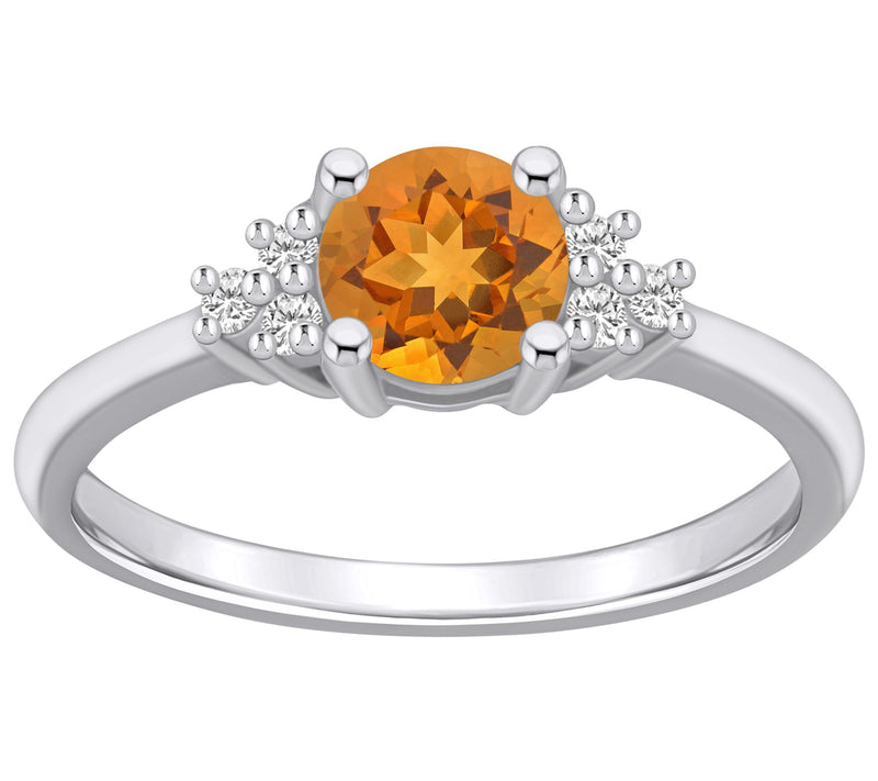 Affinity Gems Round Gemstone & Diamond Ring, 14K White Gold — Main view