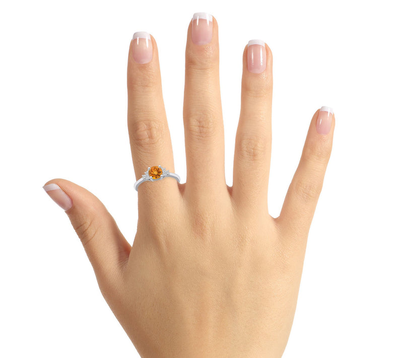 Affinity Gems Round Gemstone & Diamond Ring, 14K White Gold — View 14
