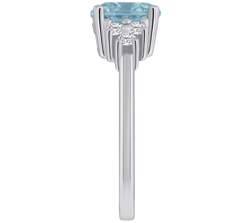 Affinity Gems Round Aquamarine & Diamond Ring, 14K Gold — View 2