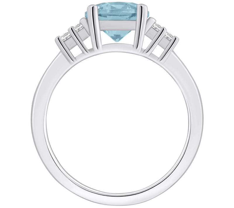 Affinity Gems Round Aquamarine & Diamond Ring, 14K Gold — View 3