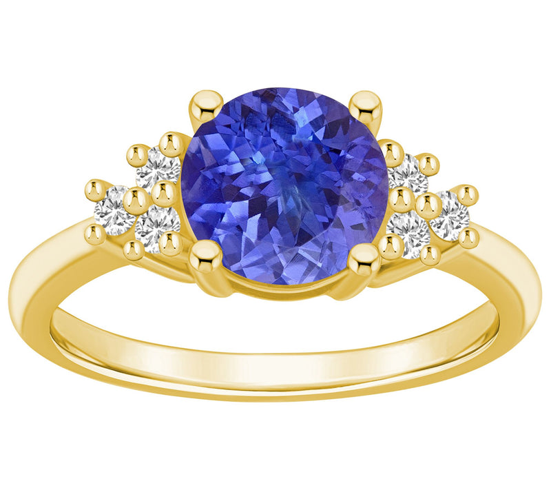 Affinity Gems Round Tanzanite & Diamond Ring, 14K Gold — View 5