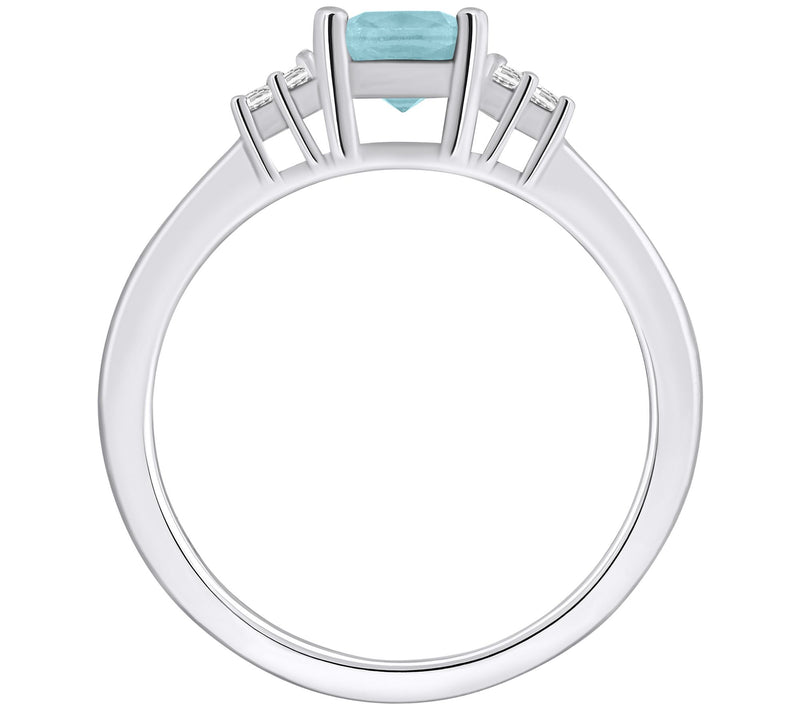 Affinity Gems Cushion Cut Aquamarine & Diamond Ring, 14K Gold — View 6