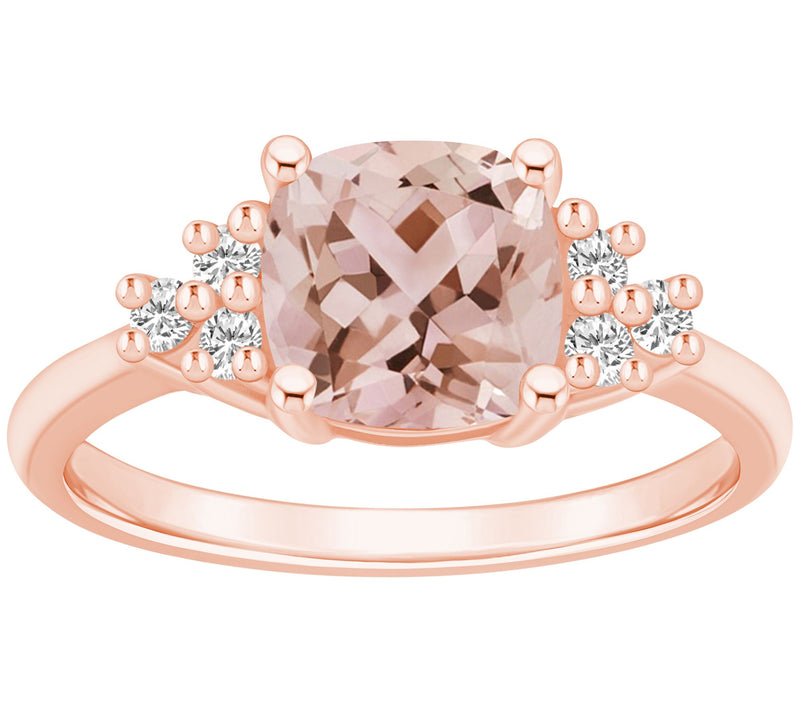 Affinity Gems Cushion-Cut Morganite & Diamond Ring, 14K Gold — Main view