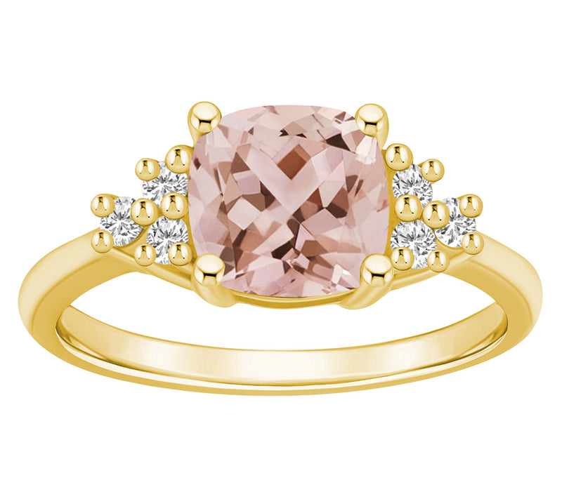 Affinity Gems Cushion-Cut Morganite & Diamond Ring, 14K Gold — View 6