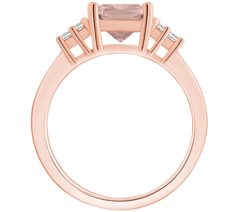 Affinity Gems Cushion-Cut Morganite & Diamond Ring, 14K Gold — View 2