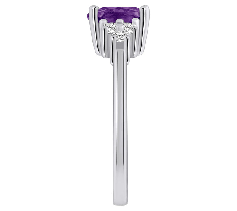 Affinity Gems Cushion Gemstone & Diamond Ring, 14K White Gold — View 13