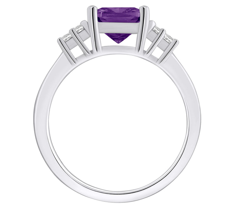 Affinity Gems Cushion Gemstone & Diamond Ring, 14K White Gold — View 12