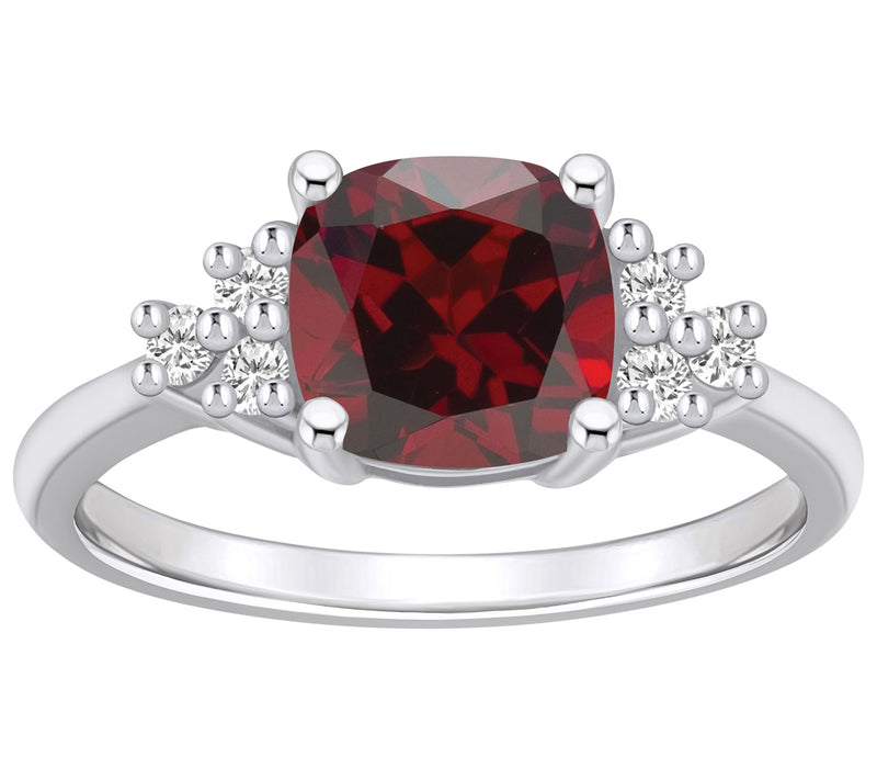 Affinity Gems Cushion Gemstone & Diamond Ring, 14K White Gold — View 9
