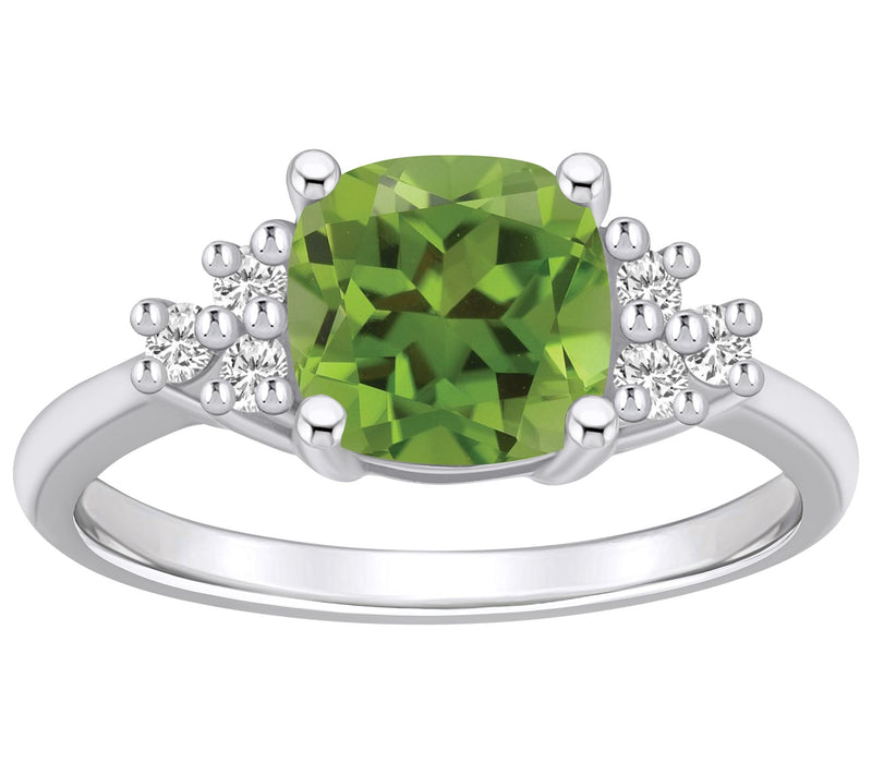 Affinity Gems Cushion Gemstone & Diamond Ring, 14K White Gold — View 11