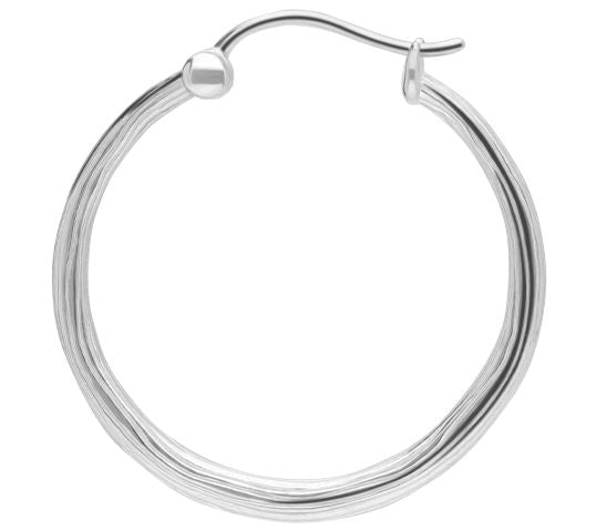 Ariva Sterling Silver Silk Textured Hoop Earrings — View 4