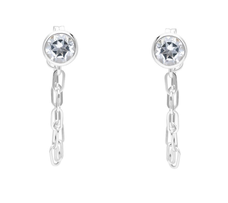 Ariva Sterling Silver White Topaz Chain Link Ea rrings — Main view