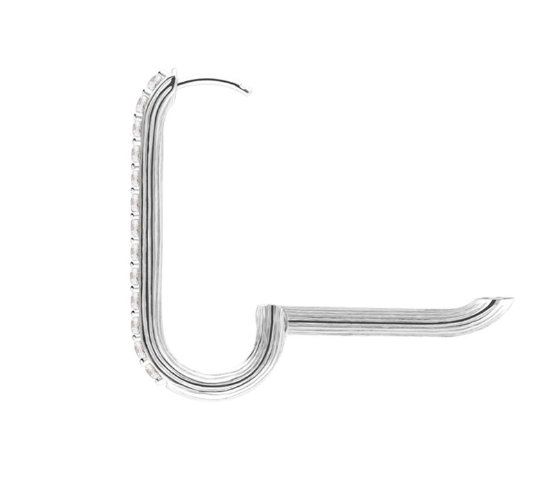 Ariva Sterling Silver White Topaz Oval Hoop Ear rings — View 5