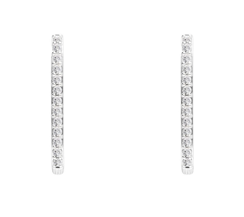 Ariva Sterling Silver White Topaz Oval Hoop Ear rings — View 3