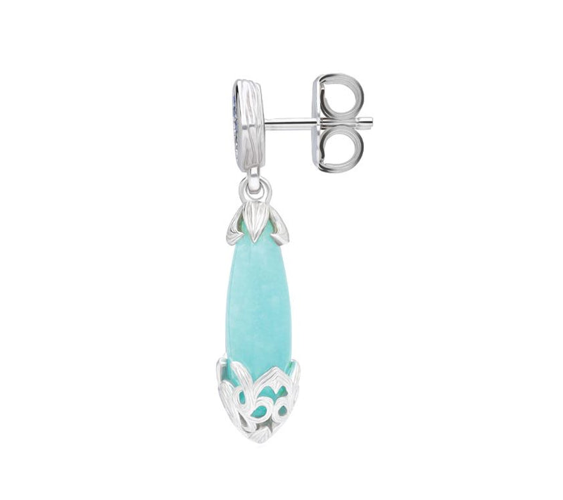 Ariva Sterling Silver Aquamarine Quartzite Dang le Earrings — View 4