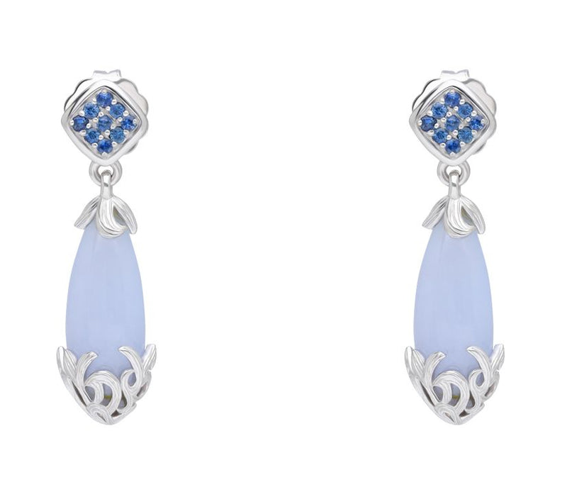 Ariva Sterling Silver Blue Chalcedony & Sapphir e Earrings — Main view