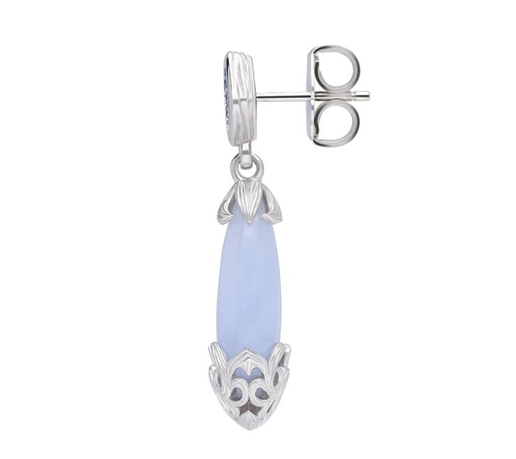Ariva Sterling Silver Blue Chalcedony & Sapphir e Earrings — View 4