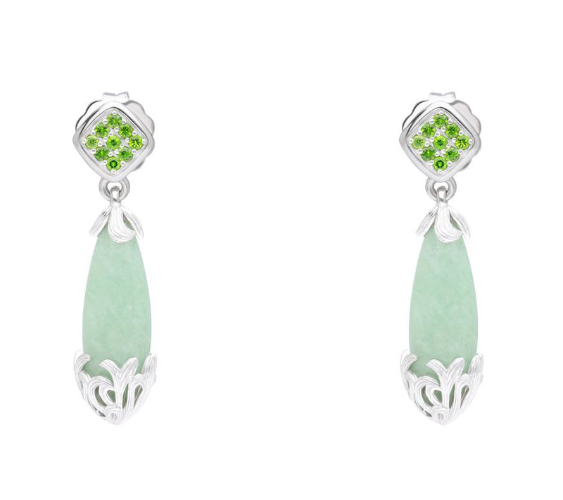 Ariva Sterling Silver Aventurine & Chrome Diops ide Earrings — Main view