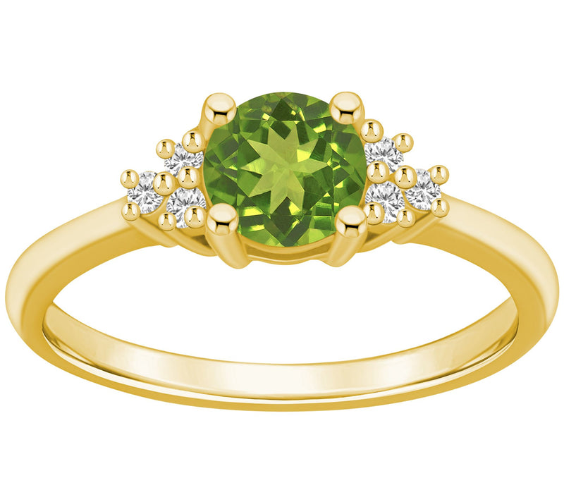 Affinity Gems Round Gemstone & Diamond Ring, 14K Gold — Main view