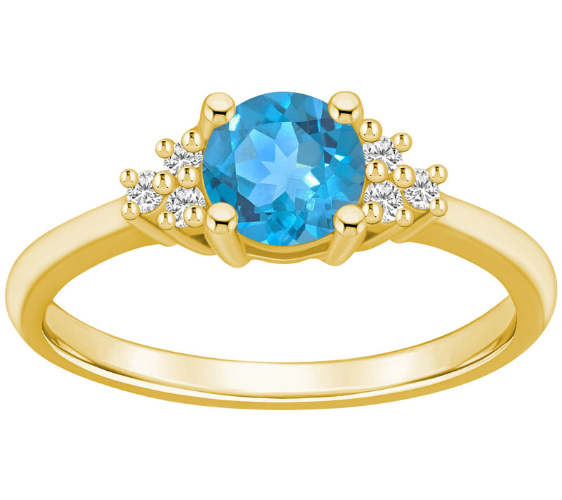 Affinity Gems Round Gemstone & Diamond Ring, 14K Gold — View 5