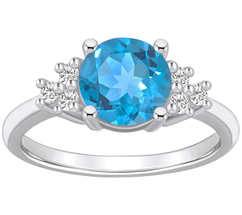 Affinity Gems Round Gemstone & Diamond Ring, 14K White Gold — View 7