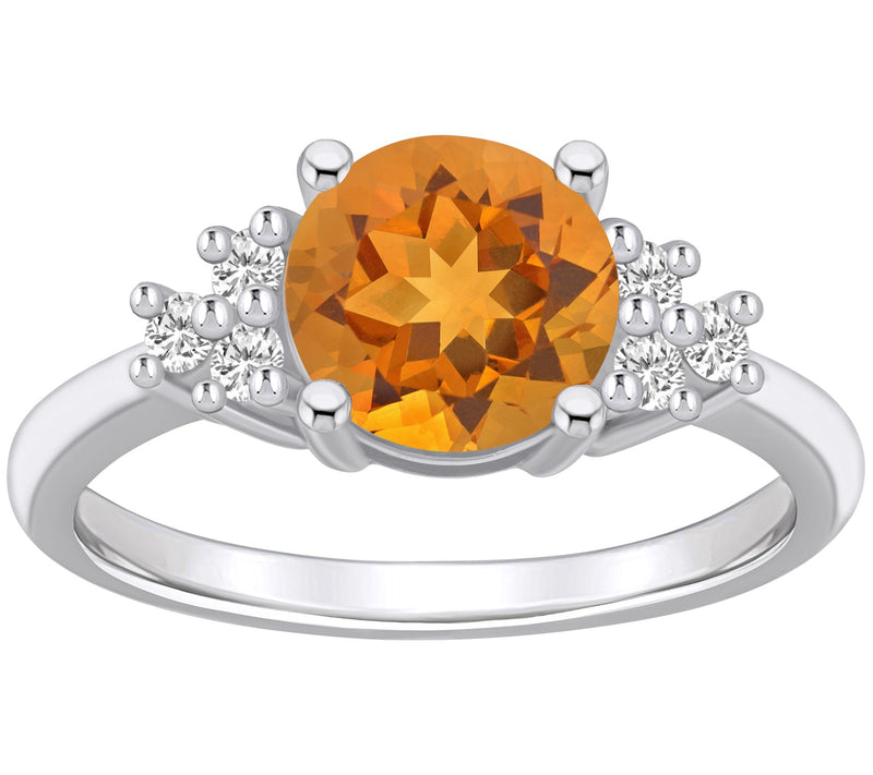 Affinity Gems Round Gemstone & Diamond Ring, 14K White Gold — Main view