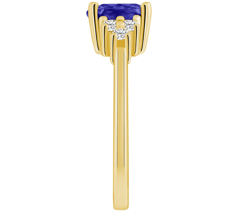 Affinity Gems Cushion Cut Tanzanite & Diamond Ring, 14K Gold — View 3