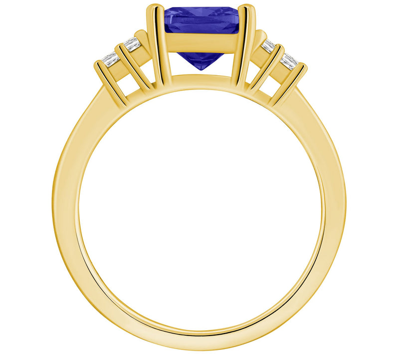 Affinity Gems Cushion Cut Tanzanite & Diamond Ring, 14K Gold — View 2