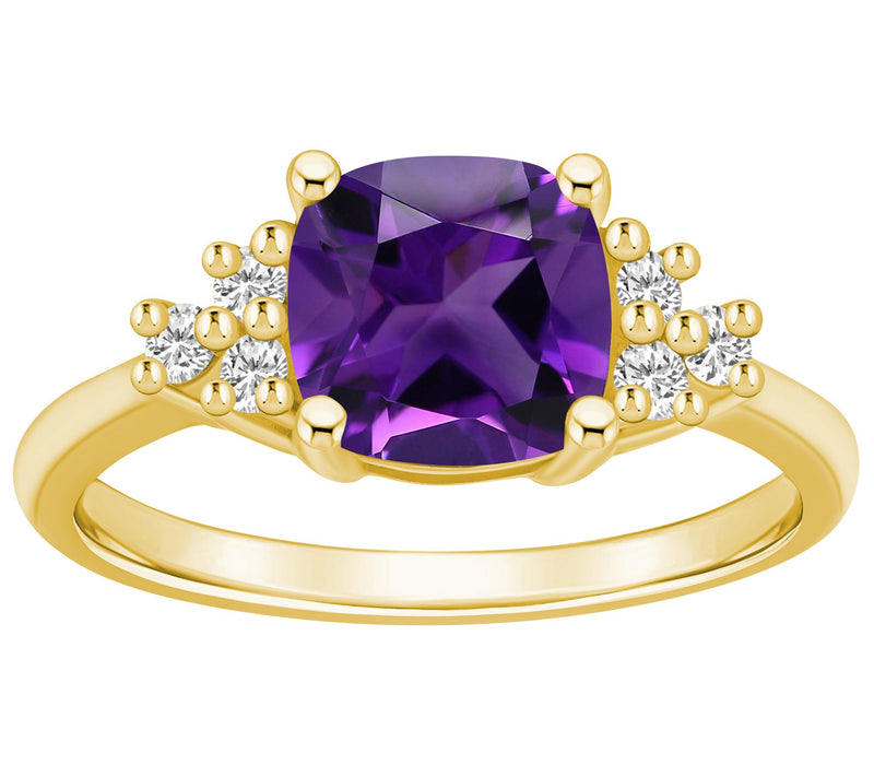 Affinity Gems Cushion-Cut Gemstone & Diamond Rig, 14K Gold — Main view