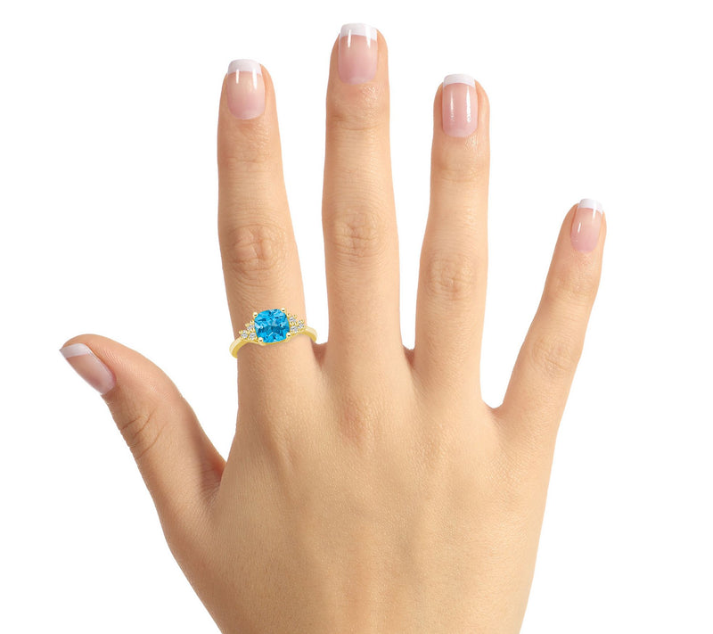 Affinity Gems Cushion-Cut Gemstone & Diamond Rig, 14K Gold — View 14