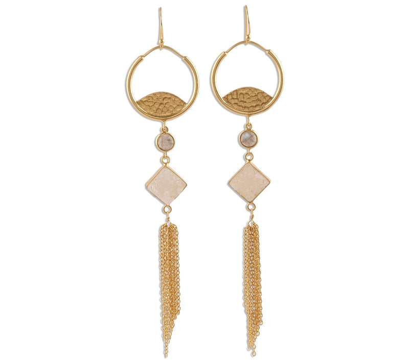 Novica Artisan Crafted 22K Plated Multi-Gemstone Earrings — Main view