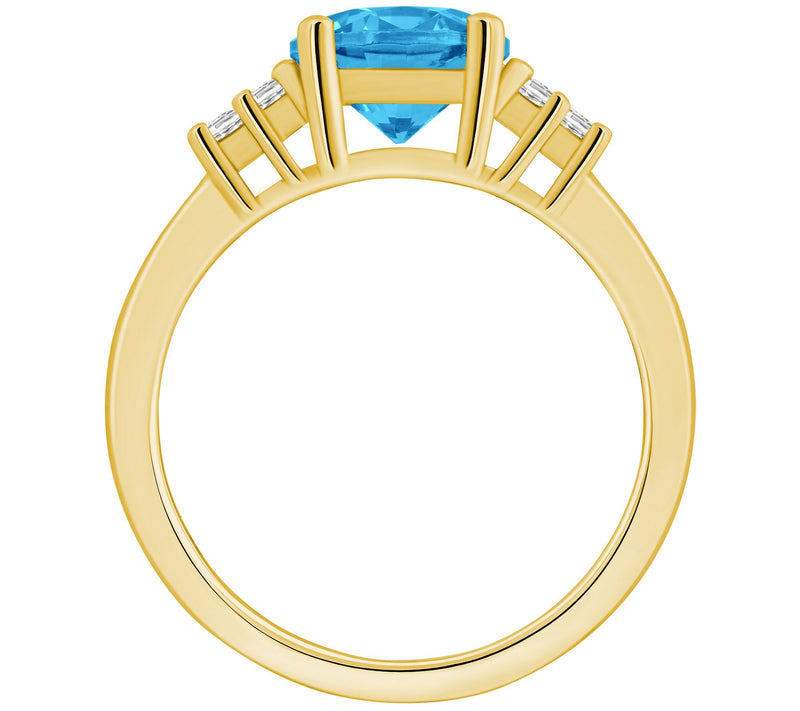 Affinity Gems Round Gemstone & Diamond Ring, 14K Gold — View 14