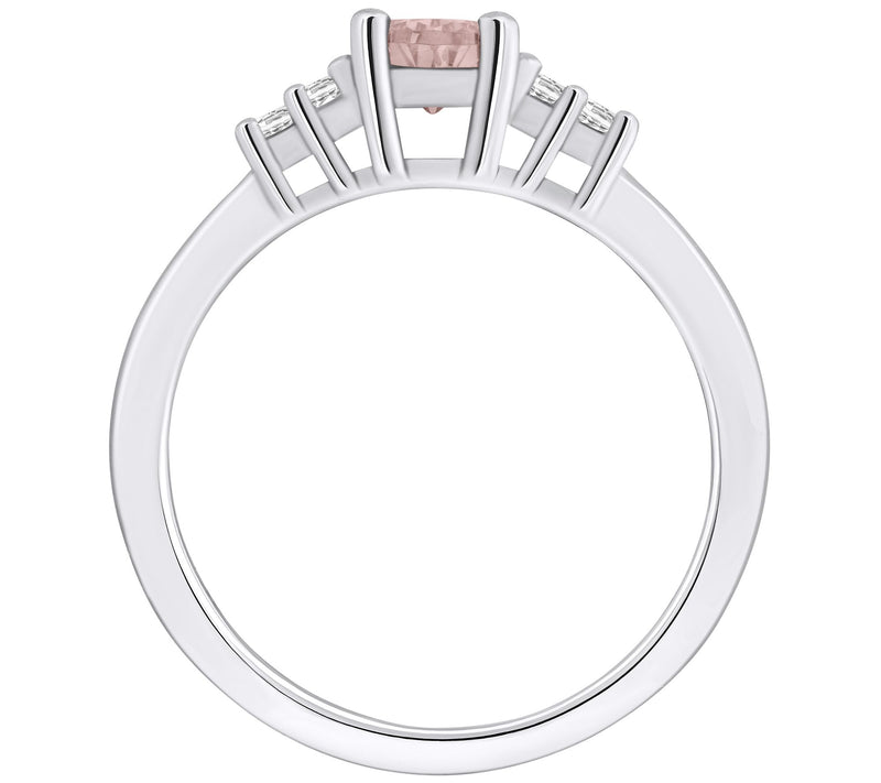 Affinity Gems Pear Cut Morganite & Diamond Ring, 14K Gold — View 2