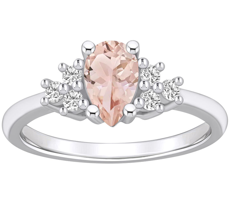 Affinity Gems Pear Cut Morganite & Diamond Ring, 14K Gold — Main view