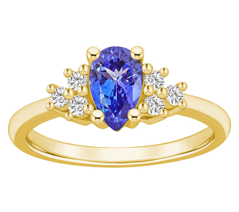 Affinity Gems Pear-Cut Tanzanite & Diamond Ring , 14K Gold — View 6