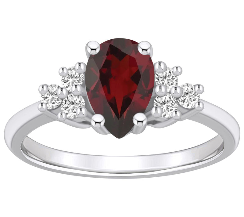 Affinity Gems Pear Gemstone & Diamond Ring, 14K White Gold — View 11