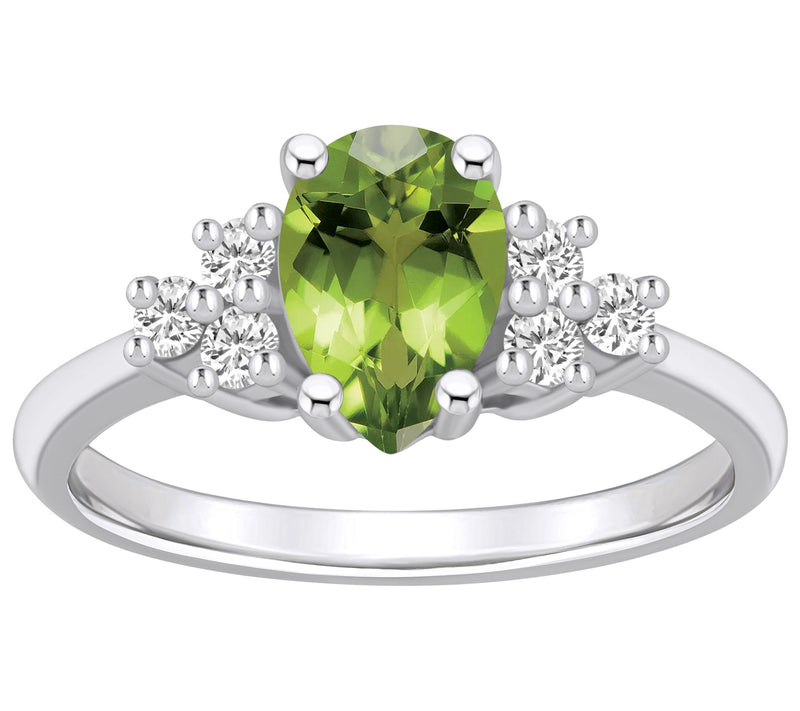Affinity Gems Pear Gemstone & Diamond Ring, 14K White Gold — View 13