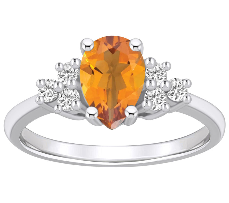 Affinity Gems Pear Gemstone & Diamond Ring, 14K White Gold — View 9
