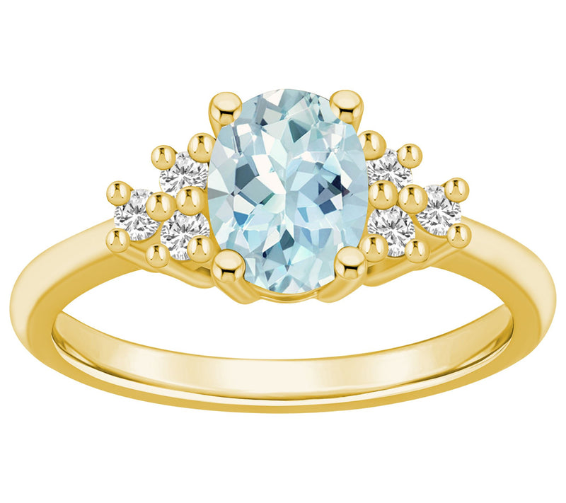 Affinity Gems Oval Aquamarine & Diamond Accent Ring, 14K Gold — View 5