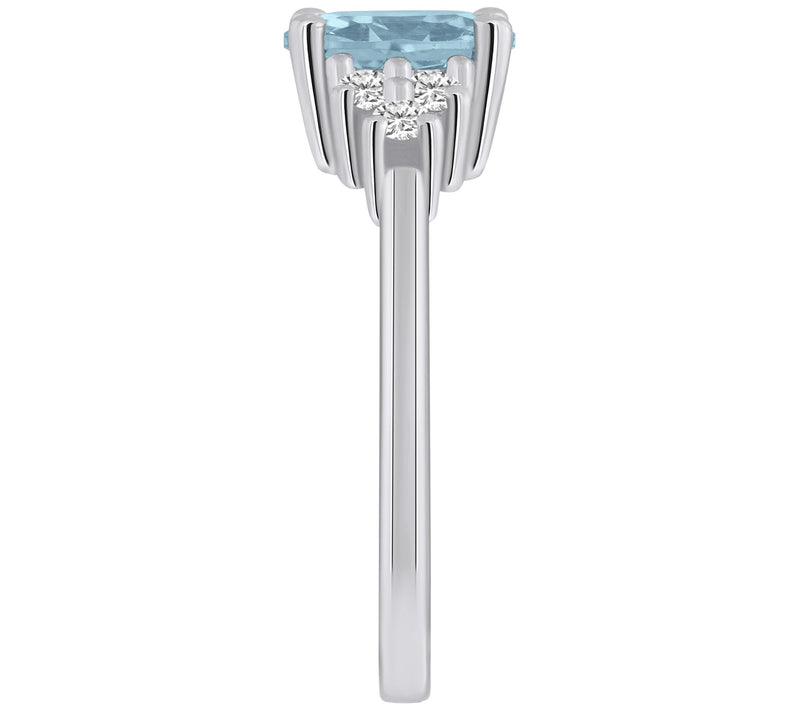 Affinity Gems Oval Aquamarine & Diamond Accent Ring, 14K Gold — View 7