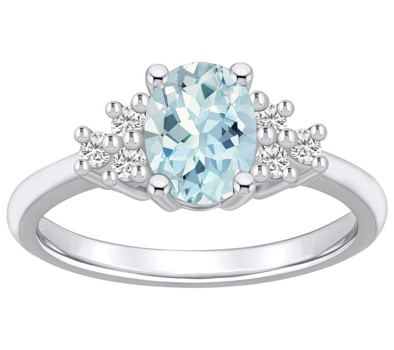 Affinity Gems Oval Aquamarine & Diamond Accent Ring, 14K Gold — Main view